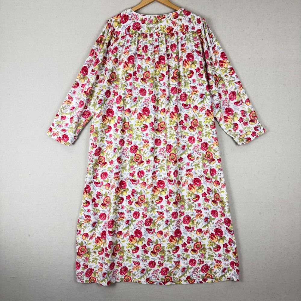 Lands End Floral Flannel Nightgown XL 18-20 Cotton Long Sleeve Cottagecore - Picture 2 of 14